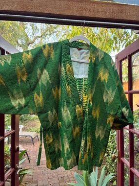 Green yellow short kimono